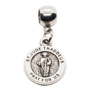 St Jude Medal Stainless Steel Connector with Metal Alloy Charm